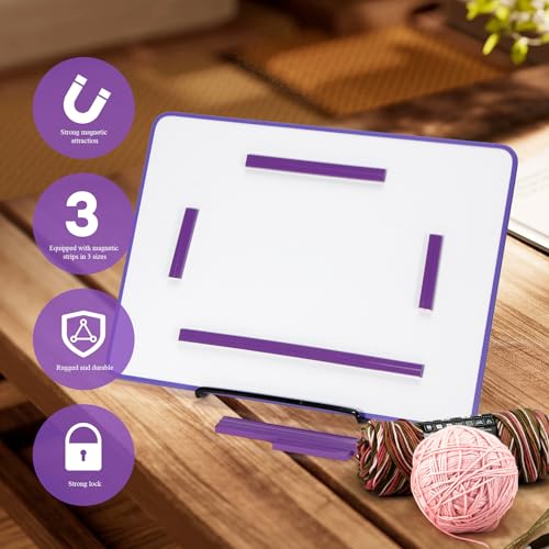 BABYSHEEP Knitting Pattern Holder with 8 Replacement Magnets & Velcro - color: Purple-velcro