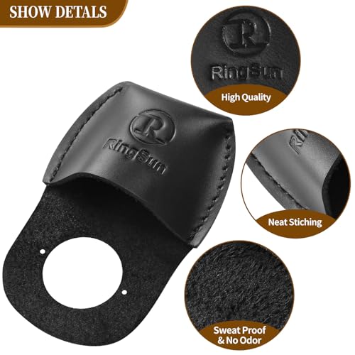 RingSun Thumb Guard Wood Carving Tools, Leather Finger Protector, Handmade Carpenter Working Carving Kit Accessories - color: Black