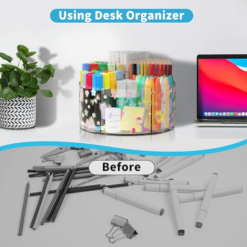 Acrylic Pen Holder for Desk Organizer Holder with 2 Adhesive DIY Stickers - size: Large x2 sticker