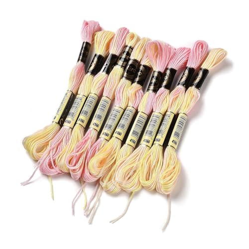 FASHEWELRY 10 Skeins Embroidery Floss Thread 0.5mm Dyed Cross Stitch Floss 6-Ply Friendship Bracelet String for Jewelry Making Bracelets Sewing Knitting Stitching Craft DIY (Champagne Yellow) - color: Champagne Yellow, size: 0.5mm