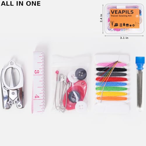 Travel Sewing Kit, Mini Sewing Kit Travel Size with Threads Needles Buttons