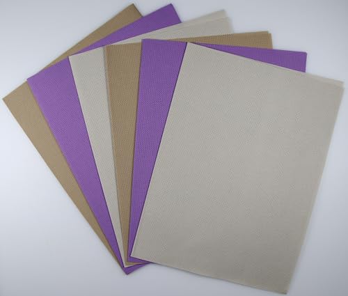 KCS 4/6 pc of 12" x 18"(30cmx45cm) 18CT Counted Cotton Aida Cloth Cross Stitch Fabric (6 pc,Pearl Grey+Khaki+Lavender) - color: Pearl Grey+khaki+lavender, size: 6 pc