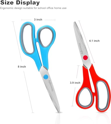 Scissors, Hnncugty 8" Scissors All Purpose Heavy Duty Bulk Set of 18-Pack - color: 18 Pack Multicolor