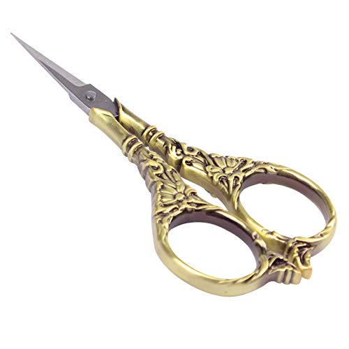 BIHRTC Vintage European Style Scissors Stainless Steel for Cross Stitch - color: Bronze, size: 4.5 IN