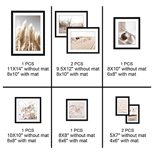 ArtbyHannah Gallery Wall Frame Set, 8 Pack Black Picture Frames, Large - color: Black, size: Large