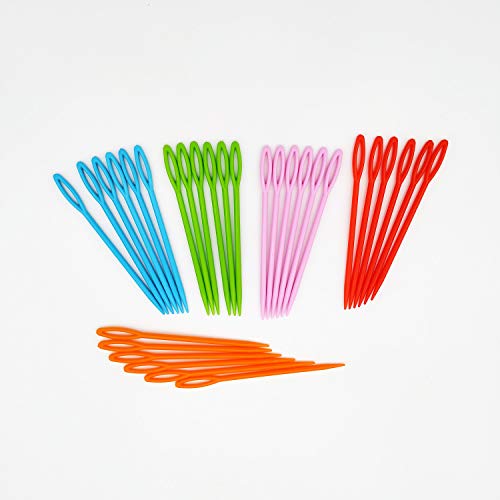30 Colorful Plastic Sewing Needles, 9CM Length, Large Eye 6mm, Blunt & Safety Needles for Kids & Darning - size: 9cm