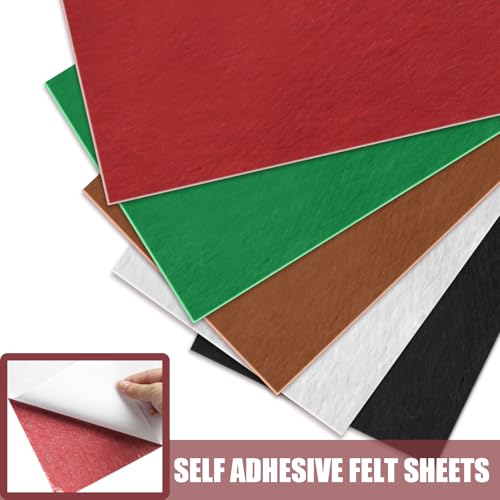 Bonsicoky Red Self Adhesive Felt Sheets, 10 Pack, A4 Size (8" x 12") - color: Red