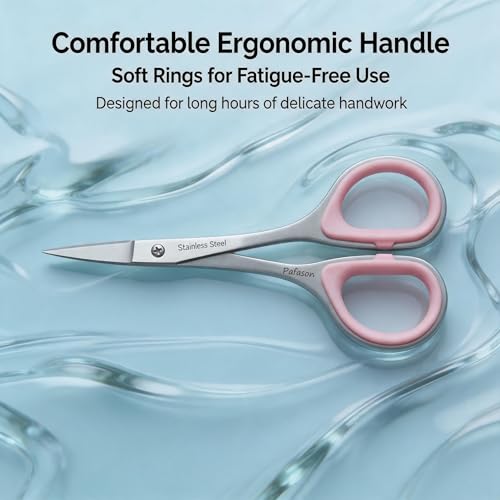 PAFASON Small Travel Sewing Embroidery Scissors Set Curve Straight Tip - color: Green+pink
