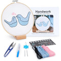 Embroidery Kit for Adult Beginners, Small Birds Embroidery Kit with Step-by-Step Instructions and Video, Printed Cloth, 7.87" Hoop, Display Stand, Color Threads and Tools for Craft Lover(BED005) - color: Blue birds