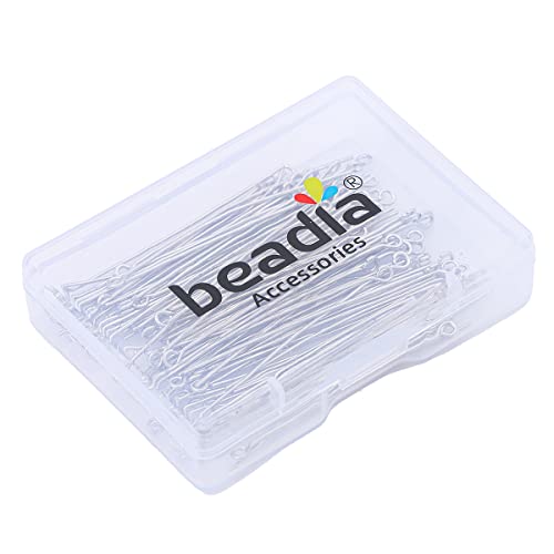 BEADIA Platinum Plated Open Eye Pins Non Tarnish 50mm 100pcs for Jewelry Making Findings - color: Open Eye Pins Platinum, size: 50x0.7mm