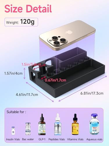 YOUSHARES Peptide Vials Case - 3ml and 30ml Insulin Vial Organizer - color: 3d_black