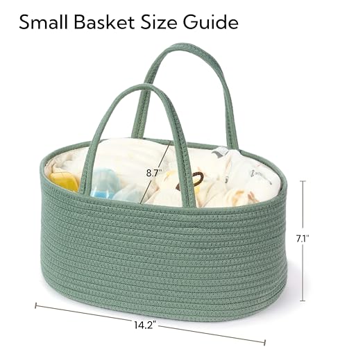 Diaper Caddy Organizer, Gift Basket for Baby Shower, Newborn Essentials - color: Sage Green, size: Small
