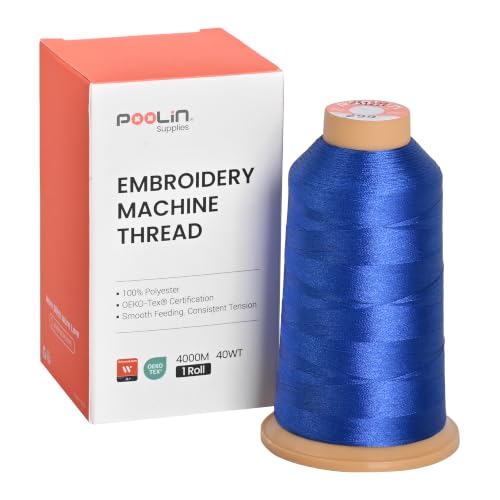 Poolin Polyester Machine Embroidery Thread 4000M 40WT Cobalt Blue 0299 - color: Cobalt Blue 0299