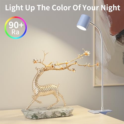 Dott Arts Desk Lamp,USB Clip On Light with 3 Color Modes,LED Reading Lamp - color: Blue