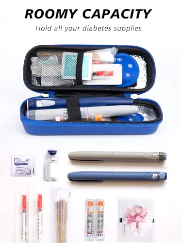 YOUSHARES Insulin Cooler Travel Case, Peptide Travel Case with Temp Display - color: 02 Blue