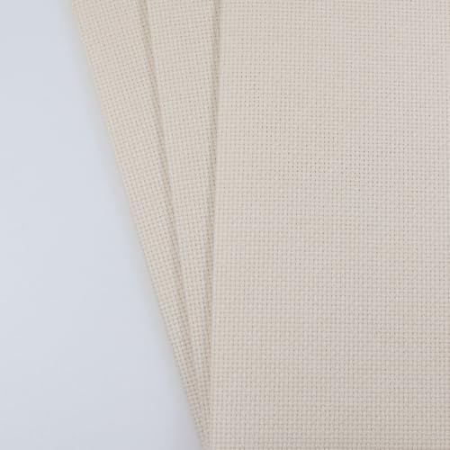 KCS 3 pc of 12" x 18"(30cmx45cm) Counted Cotton Aida Cloth Cross Stitch Fabric (Ecru,14CT) - color: Ecru, size: 14CT
