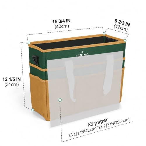 JJRING Craft Organizer Tote Bag Large Art Storage Caddy Deep Green&Yellow - color: Deep Green&Yellow, size: Large