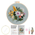 Huacan Embroidery Kits for Adults Beginner Stamped Flowers Pattern 4 Pcs DIY Cross Stitch Floral Stitching Sewing Kit 7.9 x 7.9 Inch (Flower 4) - color: Flower 4