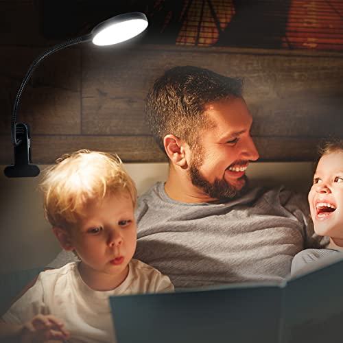 LiFMIRA Clip on Lamp, 8W 66 LED Bed Light for Reading, 5 Color Modes, 10 Brightness Levels, Eye Care, Flexible Gooseneck, Metal Clamp, USB Powered, Modern Design, Black - color: Matte Black