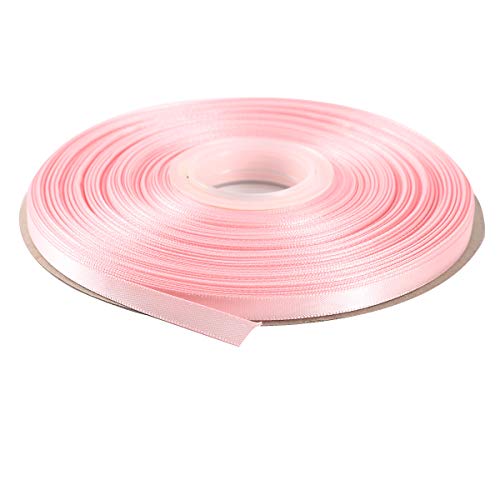 ITIsparkle 1/4" Inch Double Faced Satin Ribbon 50 Yards-Roll Set for Gift Wrapping Scrap Books Party Favor Hair Braids Baby Shower Decoration Floral Arrangement Craft Supplies, Light Pink Ribbon - color: Light Pink