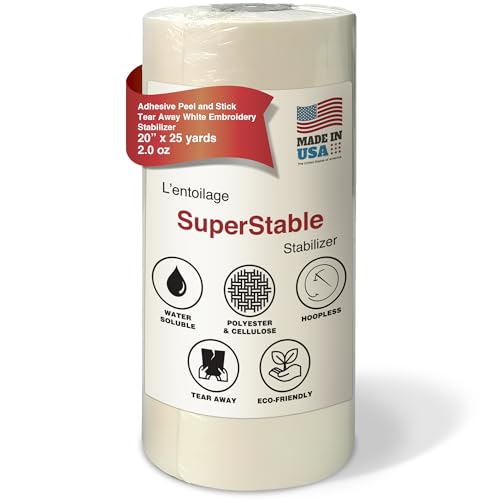 Superpunch Adhesive Peel and Stick Tear Away Stabilizer, 20 in x 25 yd - size: 20" x 25 yards roll