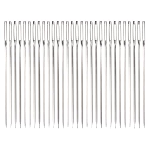 Generic 30Pcs Large Eye Needles 2.36" Stitching Needle Hand Sewing Embroidery Needle Stainless Steel for Leather Cross Stitch