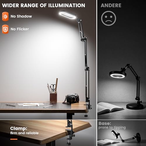 10X Rectangle Magnifying Lamp, Large Magnifying Light with 5 Color Modes - color: Black
