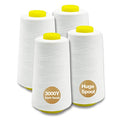 White Serger Thread, All-Purpose Thread for Sewing, Polyester, 4 Cones of 3000 Yards Each Spool for Sewing Machine - color: 4 white
