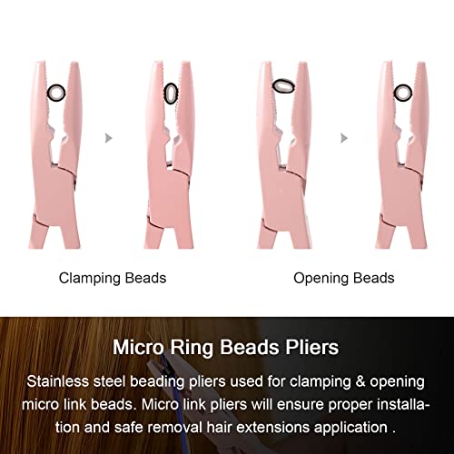 NEWISHTOOL Micro Links Hair Extensions Kit, Hair Extension Pliers for Beads - color: Pink