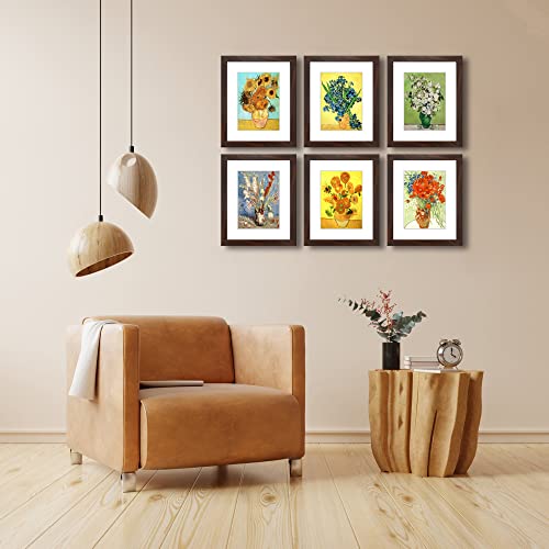 8x10 Picture Frame Set of 6 with Real Glass for Pictures 5x7 with Mat or 8x10 Without Mat, Wall or Tabletop Gallery Photo Frames Walnut - color: Walnut, size: 8x10(set of 6)
