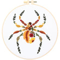 Fall Spider Embroidery Kits for Beginners Adults, Autumn Halloween Embroidery Starters Kits, Stamped Cross Stitch Kits Needlepoint Kits for Beginners Adults, Embroidery Hoop, Thread and Video Tutorial - color: H2128