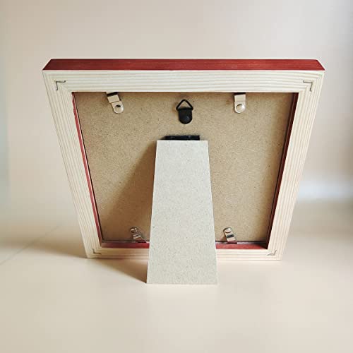 6x6 Picture Frames RED Solid Wood Frame, Plastic Panel (Film Needs to be Removed) Table or Wall.Front Window Opening 5.5x5.5 inch. - color: Red, size: 6x6