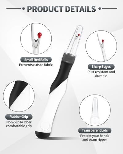 Needle and Thread Seam Ripper, Rippers for Sewing and Thread (Black with White) - color: Black with White