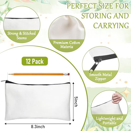Legigo Blank Canvas Bags Zipper Pouch Makeup Bags Pencil Pouch Bulk - color: Off White