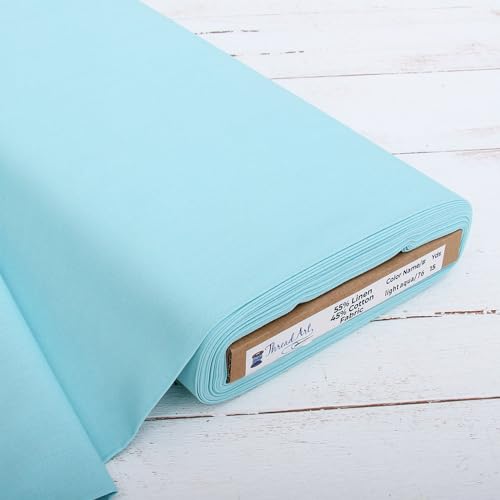 Threadart Light Aqua Linen Fabric - By the Yard, 55" Wide - color: Light Aqua, size: 1 YARD