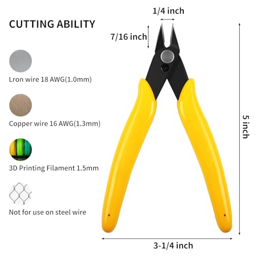 HongWay 5pcs Yellow 5" Micro Flush Cutters for Electronics Crafts - color: Yellow