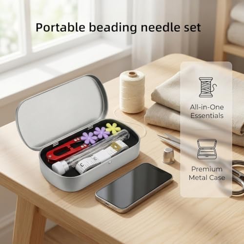 88 Pcs Beading Needles Set, 6 Sizes Big Eye Beading Needles for Seed Beads, Long Straight & Twisted Flexible Seed Bead Needles, Bracelet & Necklace Stringing Kit with Threader. - color: 88 Pcs