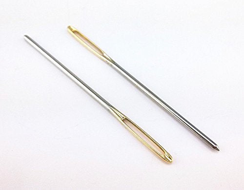 yueton 40pcs 2.7 inch Metal Large Eye Blunt Needles Yarn Needles for Knitting Crochet Projects (Gold End)