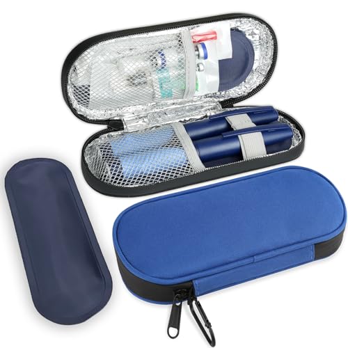 CDBXPRG Insulin Pen Cooler Travel Case, 2 TSA Approved Ice Packs Blue - color: Blue