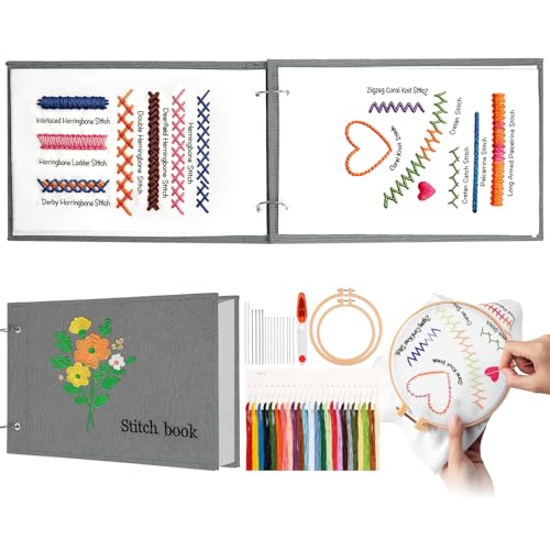 TITINICE Upgraded Embroidery Stitch Book Kit, Large-Format Learning Book