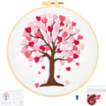 Love Heart Tree Embroidery Kits for Beginners Adults, Valentine's Day Hand Embroidery Kits, Cross Stitch Kits for Adult Anniversary Valentine's Gift, Entire Set of Embroidery Supplies & Video Tutorial - color: H2067