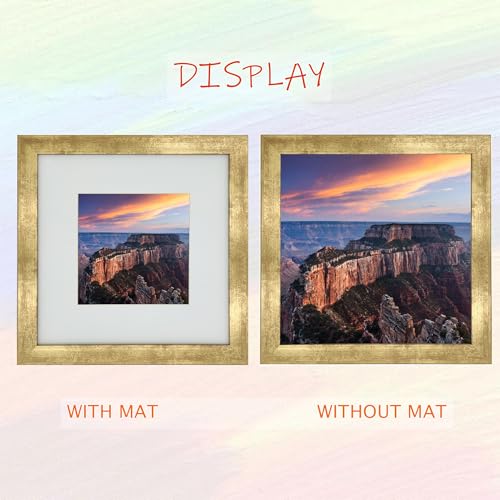 8x8 Photo Frame Gallery Picture frame with 5x5 mat,Freestanding and Wall Mountable,Gold - color: Gold, size: 8x8