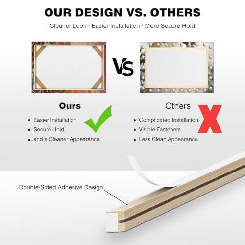 16x16 Inch Canvas Stretcher Bars - Made in USA Solid Wood Frame Kit - 1.25" Thick Gallery Wrap, Easy Adhesive DIY Assembly for Oil Paintings & Prints - size: 16x16