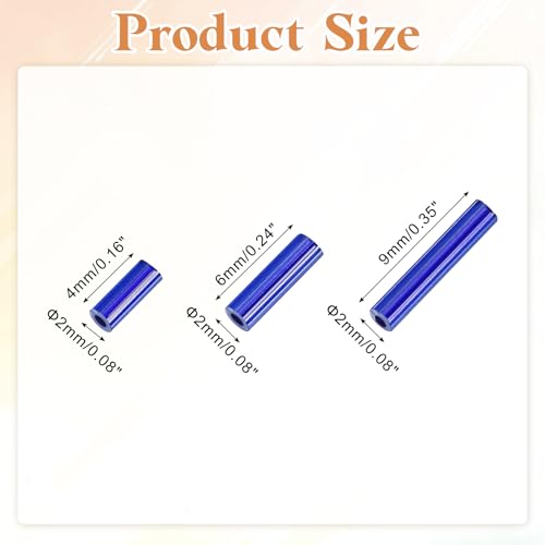 MECCANIXITY 2000pcs Glass Bugle Beads 4/6/9mm Long Tube Cylinder Beads - color: Dark Blue