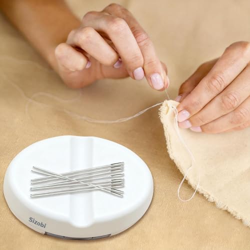 Sizobi Magnetic Pin Cushions for Sewing with 100Pcs Ball Head Straight Pins - color: white