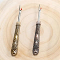2PCS Seam Ripper with Brass Handle, Sharp Steel Blade Stitch Unpicker Thread Remover for Sewing, Embroidery, Garment Repair, Golden+Red - color: Golden+Red