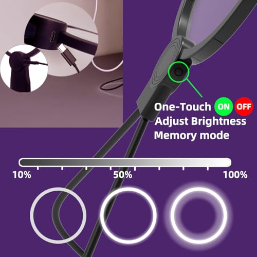 6X Hands-Free Neck Magnifying Glass with Light for Seniors - size: Without handles