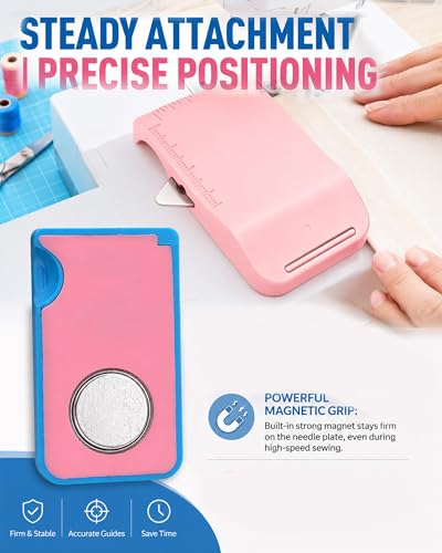 Magnetic Seam Guide for Sewing Machine, with Scale & Seam Ripper - color: Blue