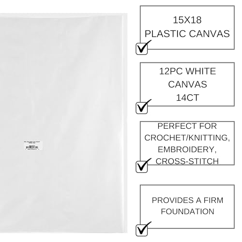 Essentials By Leisure Arts Aida Cloth, 14 Count, White, 12pc, Bulk, Cross Stitch Fabric, Embroidery Fabric, Cross Stitch Supplies for Crafting, Stitching, and Sewing Projects 15X18 - color: White