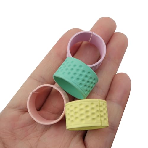 XGNG 6pcs Colorful Thick Thimbles Finger Protectors Adjustable Rings for Sewing, Quilting and Knitting